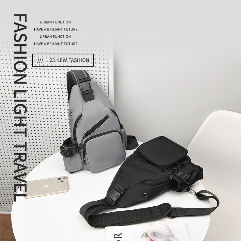 New men's breast bag women's waterproof large-capacity shoulder bag leisure bag nylon cloth messenger bag simple multi-functional bag