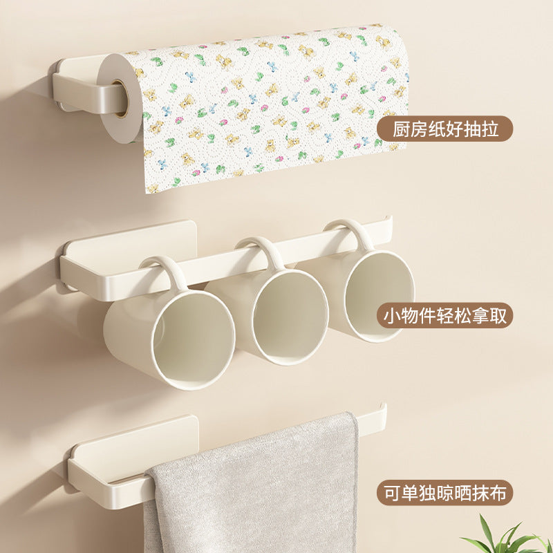 No punching kitchen special tissue holder, roll paper tube hanger, plastic wrap bag, oil-absorbing paper, kitchen cabinet storage rag bracket