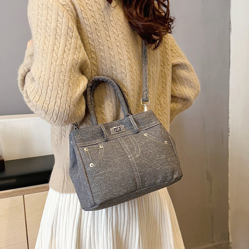 Autumn high-end messenger bag women's 2025 new creative fashion retro blue handbag trendy shoulder bag