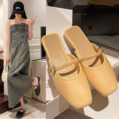 2024summer baotou slippers women's popular ins simple lazy western style sweet fairy style one-line sandals for women