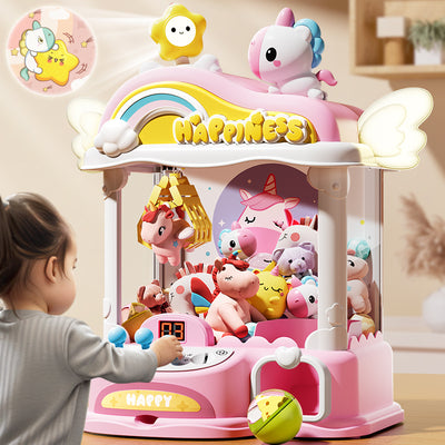 2024 new unicorn pony mini claw machine large popular children's toy clip doll for boys and girls