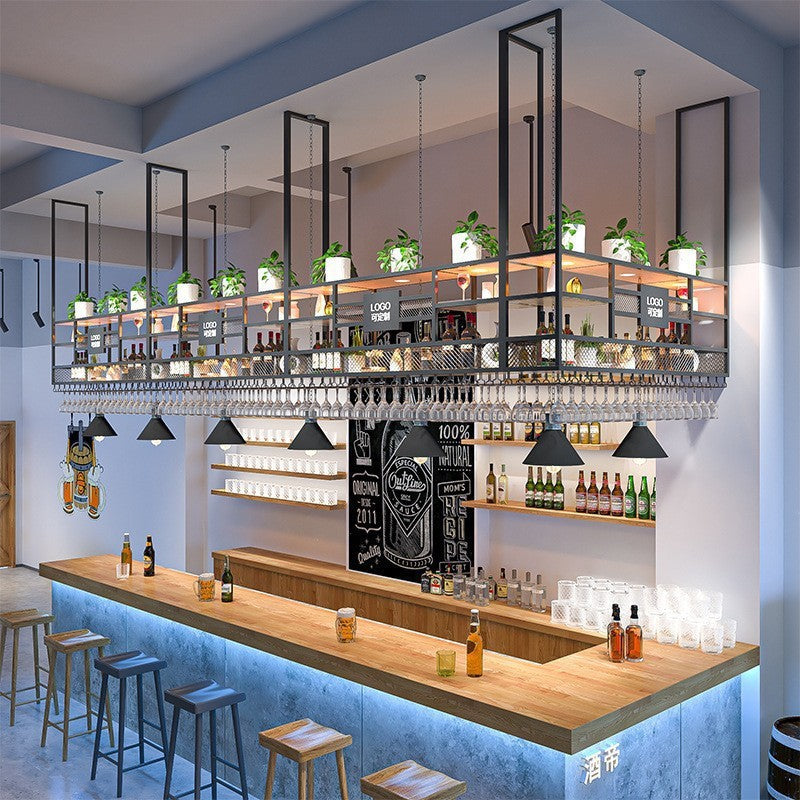 Bar Hanger Industrial Style Wine Glass Hanger Bar Restaurant Wrought Iron Red Wine Hanging Cabinet Corner Inverted Shelf