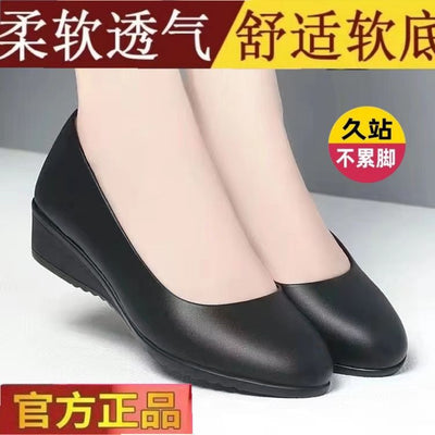 Brand discontinued sizes: flight attendant-approved, all-day comfort leather shoes - flat, wedge, and work shoes for women - black, professional dress shoes