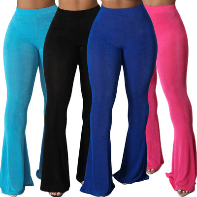 S390324 cross-border wholesale women's clothing european and american fashion high-waisted slim-fit flared pants, available in four colors