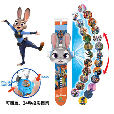 Bestselling zootopia kids' watch - judy hopps & nick wilde 24 pattern projection electronic watch - children's cartoon educational toy
