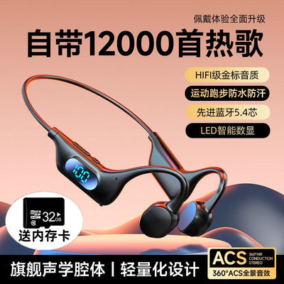 Wireless bone conduction bluetooth headphones, non-in-ear, long battery life, universal sports, semi-in-ear