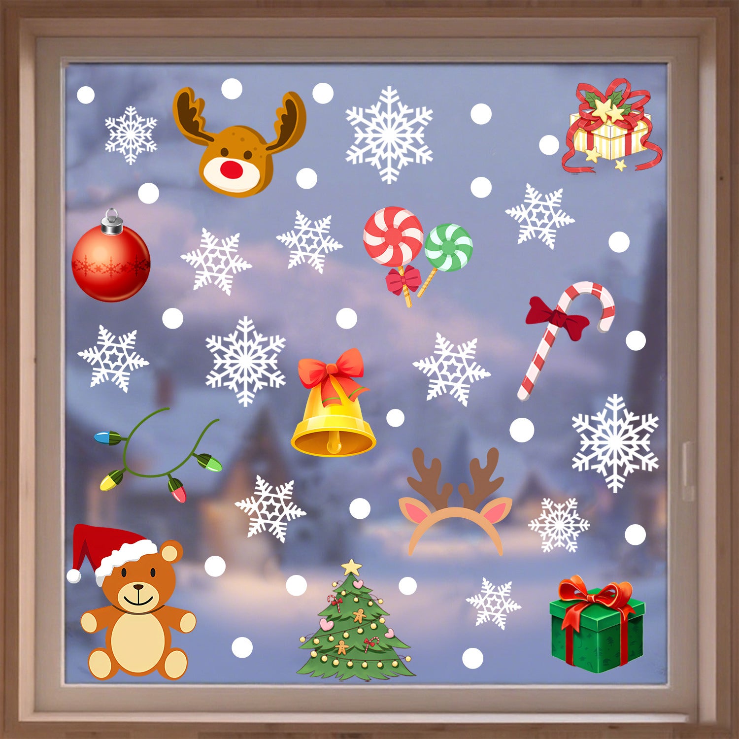 Cross-border   wall sticker Santa Claus snowman holiday glass window decoration sticker Glue-free static sticker