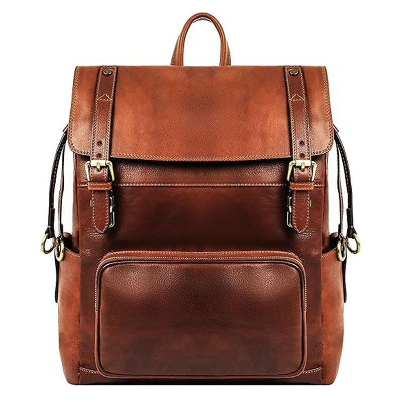 New leather backpack men's and women's first layer cowhide notebook backpack business middle-aged men's and women's schoolbags travel bags