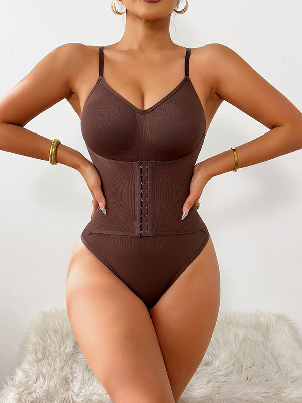 Spot supply  hot-selling European and American enhanced version of plastic waist double-layer belly buckle open-gear one-piece shapewear
