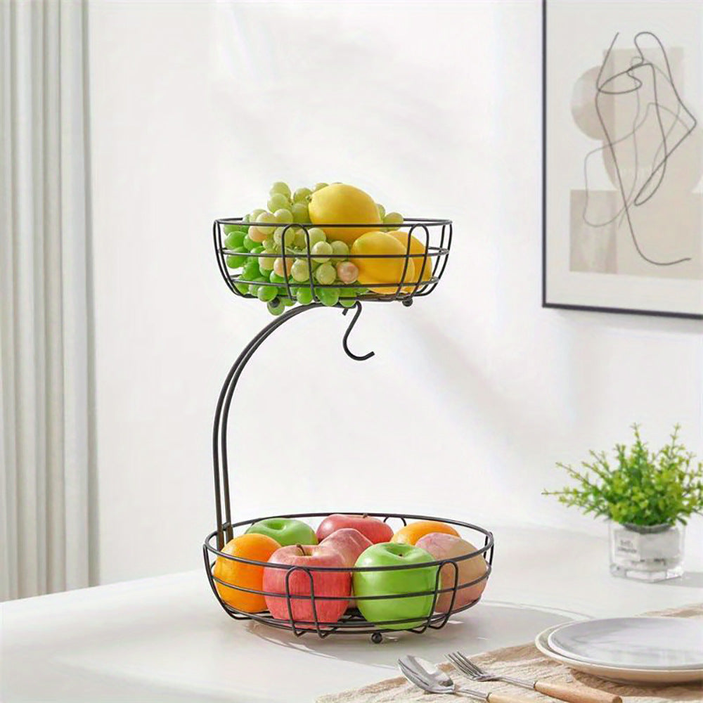 Processing Customized 2-layer fruit basket Restaurant Snack storage Fruit plate Metal basket Fruit storage basket Household