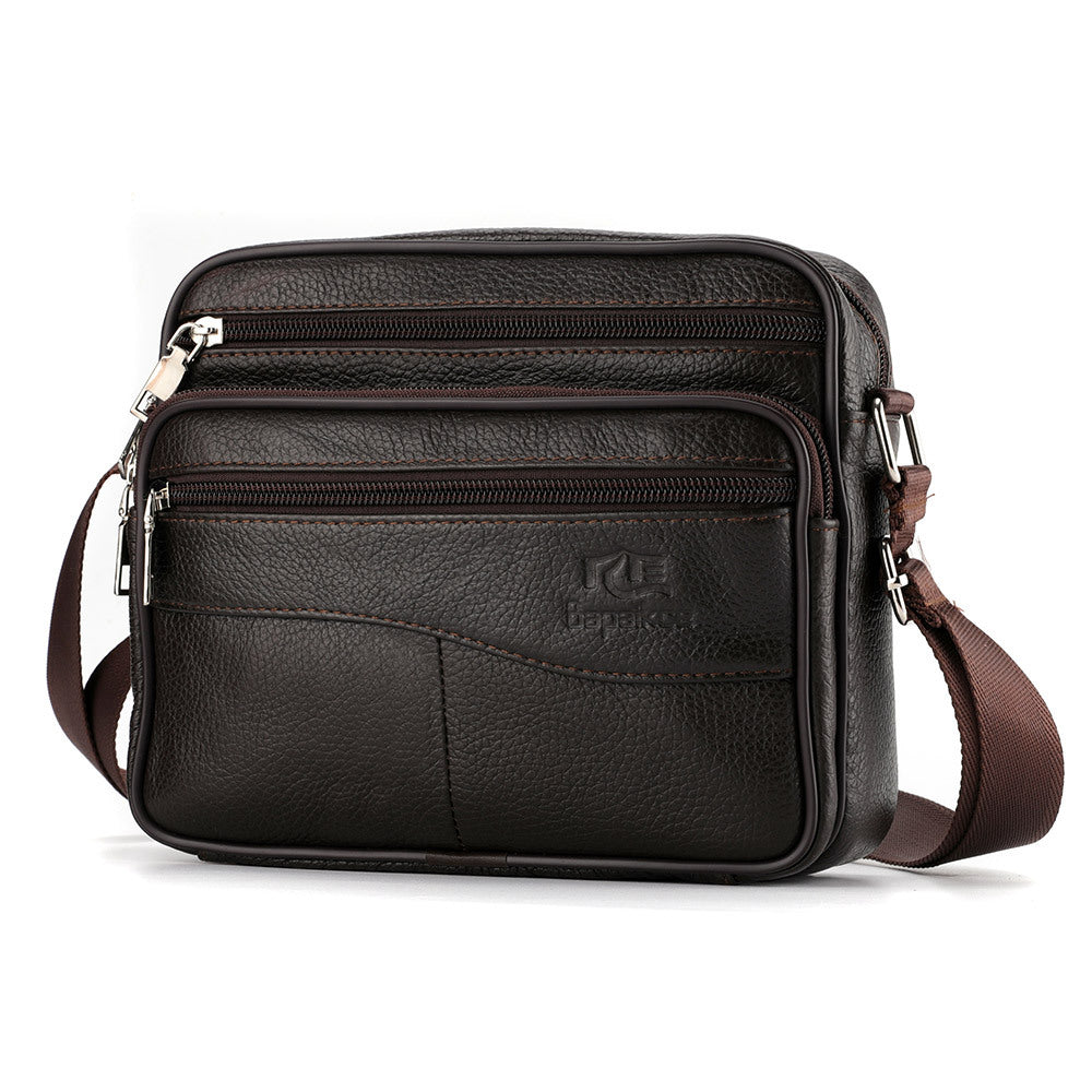 Cross-border shoulder bag men's horizontal men's bag large-capacity cowhide men's bag genuine leather high-end men's messenger bag
