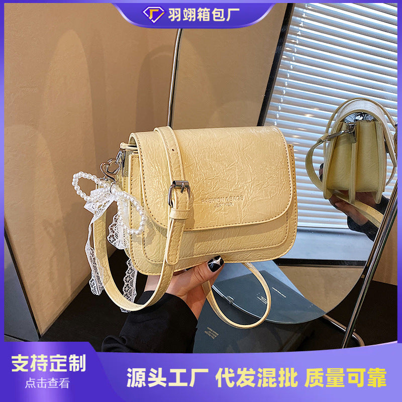 Foreign orders are popular this year, super hot small square bags for women's 2025 new high-end pleated shoulder bags, casual messenger bags.