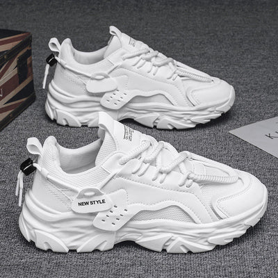 Men's winter breathable 2025 new casual black sneakers mesh thick sole height increasing dad work safety shoes