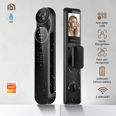 exclusive smart lock with facial recognition, intercom, tuya ai interactive voice input, fully automatic fingerprint lock, and support for 20 languages