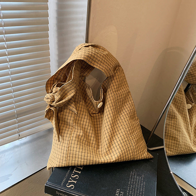 Foreign trade 2025 spring and summer new plaid shoulder bag simple versatile messenger bag large capacity casual tote bag