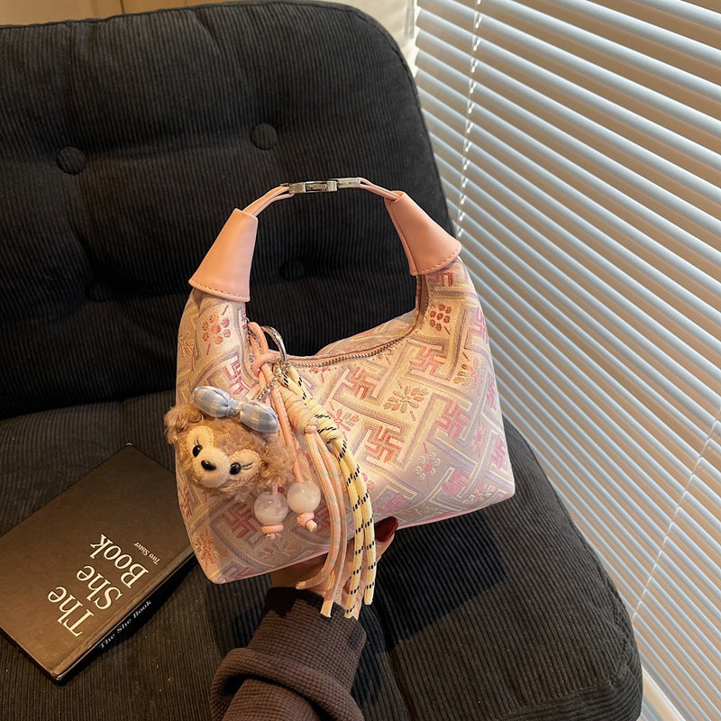 Foreign trade new Chinese portable small bag women's 2025 new Guofeng one-shoulder dumpling bag high-end versatile messenger bag