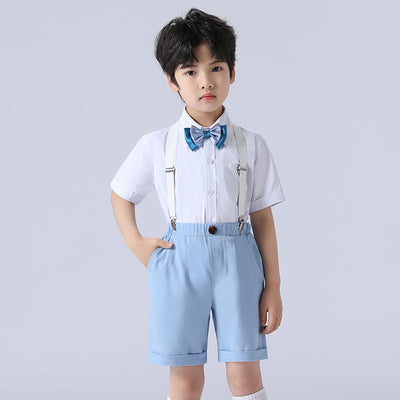 Boys' short-sleeve shirt, kids' 0.15kg piece, host outfit, shorts, casual suit set, overalls - in stock