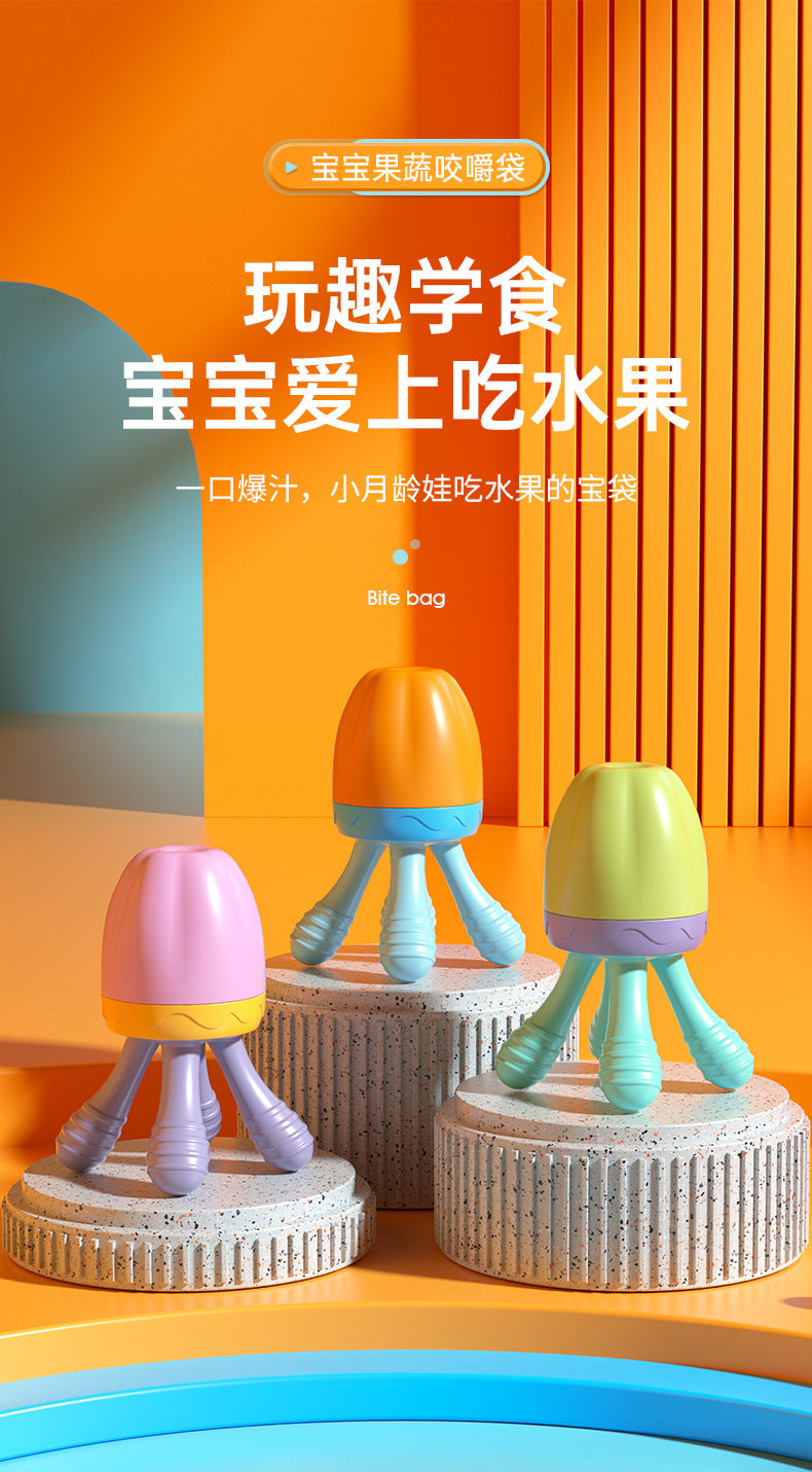 English card baby cartoon bite le silicone mesh bag baby fruit feeding tableware complementary food fruit and vegetable le wholesale