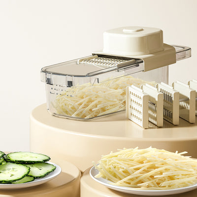 Vegetable slicer & grater set - multi-purpose kitchen tool for home use: shreds potatoes, slices lemons, and grates radishes & cucumbers