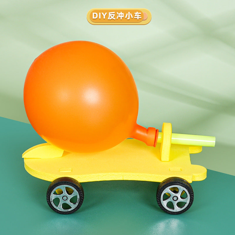 Balloon recoil trolley science small production children primary school students handmade DIY science experiment EVA teaching aids material package
