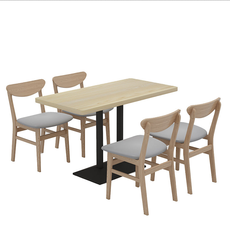 Company school unit canteen hotel solid wood tables and chairs food city snack bar one table four chairs dining table and chair combination