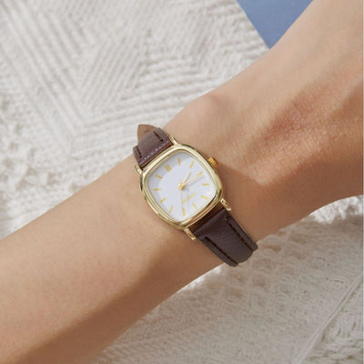 New korean style trendy minimalist retro harajuku fashion quartz leather belt couple watches for students (men & women)