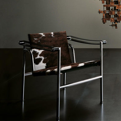 Lc1 bauhaus-inspired mid-century modern designer accent chair - minimalist stainless steel single sofa for small spaces