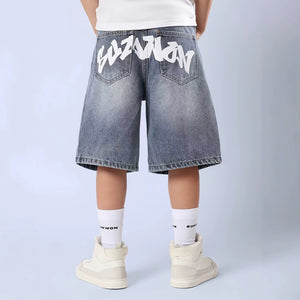 Kids' boys' summer lightweight pants - stylish new denim shorts for mid-to-large children - summer collection