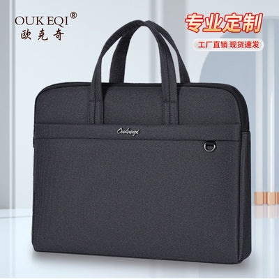 Business oxford cloth briefcase - men's large capacity tote bag, document bag, waterproof canvas office conference file bag