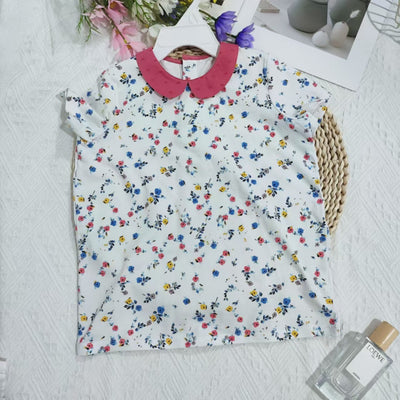 Original export overstock mamapapa uk brand baby girl summer pure cotton top floral polo shirt
