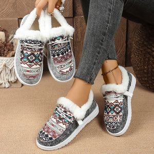 Plus size women's cotton shoes for export, autumn/winter new collection, european and american style round toe lace-up cotton boots, flat bottom fleece-lined warm cotton shoes for women
