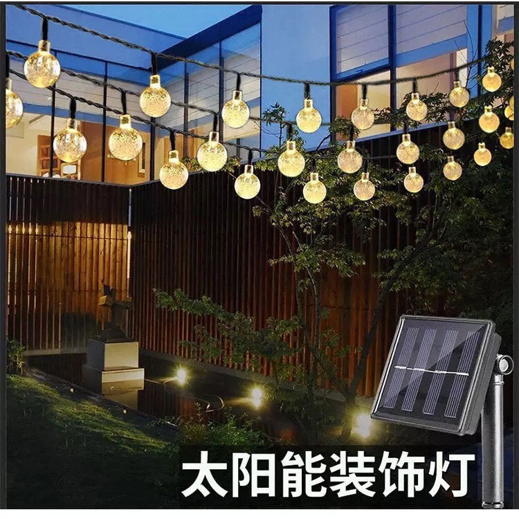 Bubble ball solar light string outdoor ambient light led string light waterproof camping courtyard decoration crystal ball lights