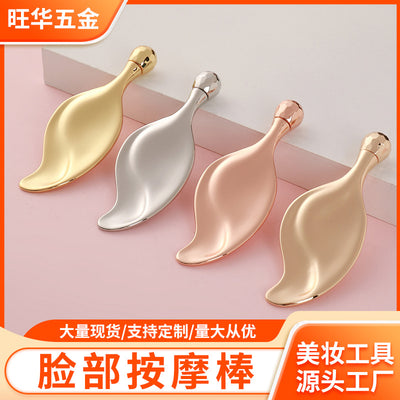 Factory direct leaf-shaped massage facial roller - metal scraping board for face, eye, and neck lifting - wholesale