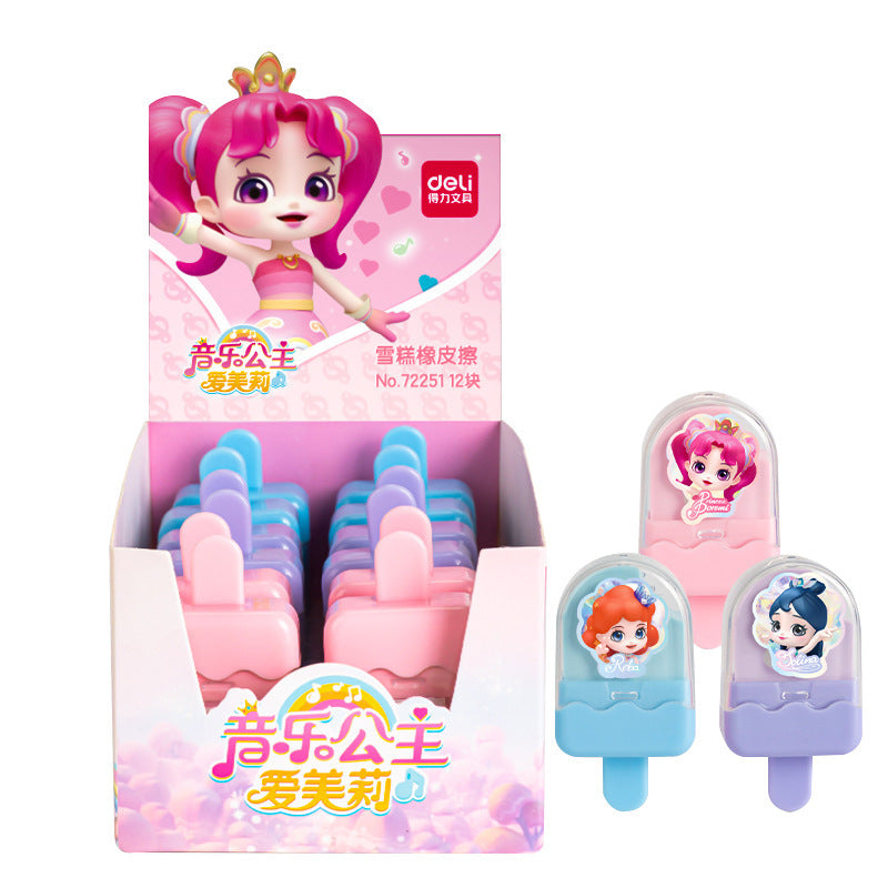 Deli 72251 Eraser Music Princess Ice Cream Eraser Student Children Creative Cartoon Cute Styling Eraser