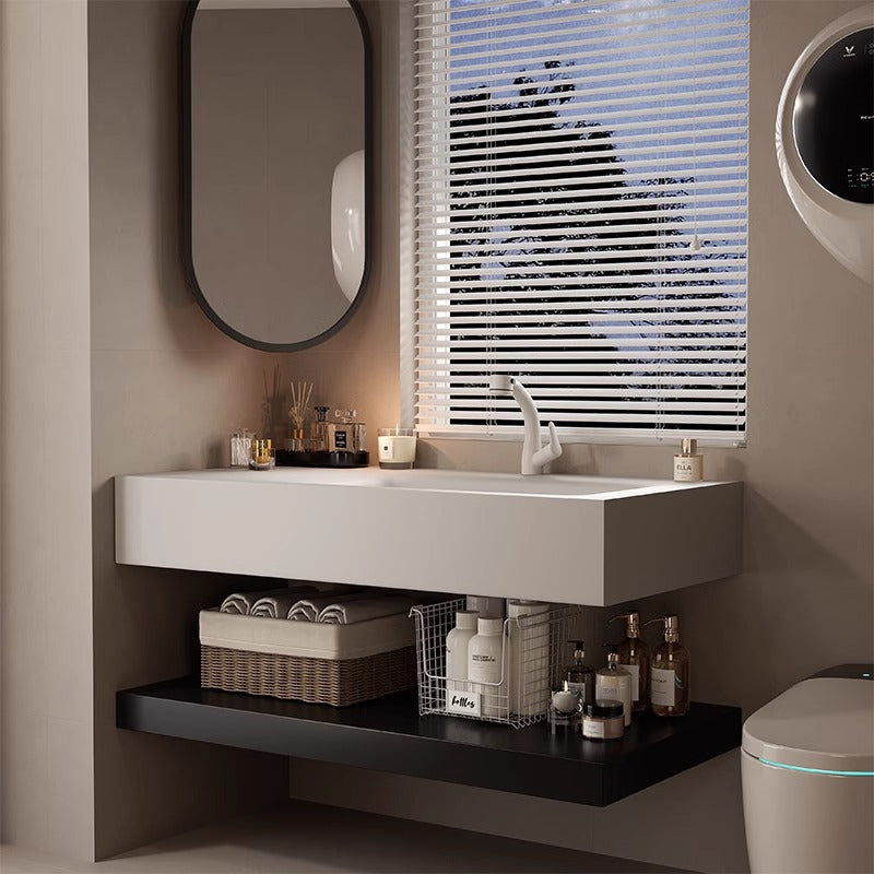 Rock slab hot bending integrated basin, bathroom cabinet, bathroom combination washbasin, hand and face sink, intelligent storage bathroom cabinet.