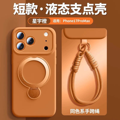 Rotating magnetic stand compatible iphone 17 pro precision cut liquid silicone phone case with lanyard, apple 13 protective cover