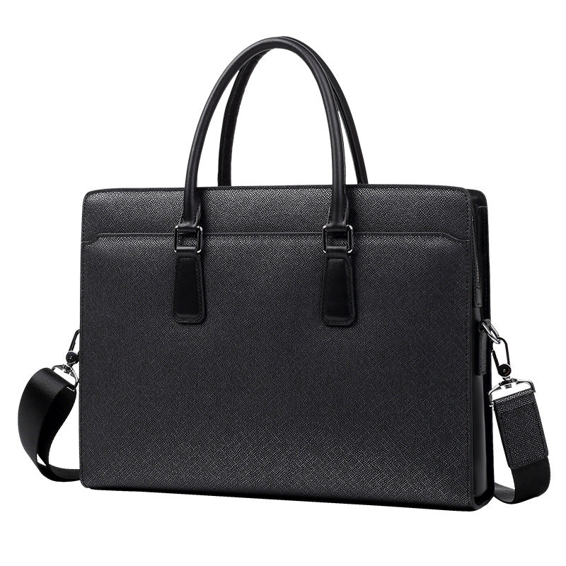 New men's leather handbag business fashion anti-theft combination lock men's bag high-end sense 14-inch men's briefcase