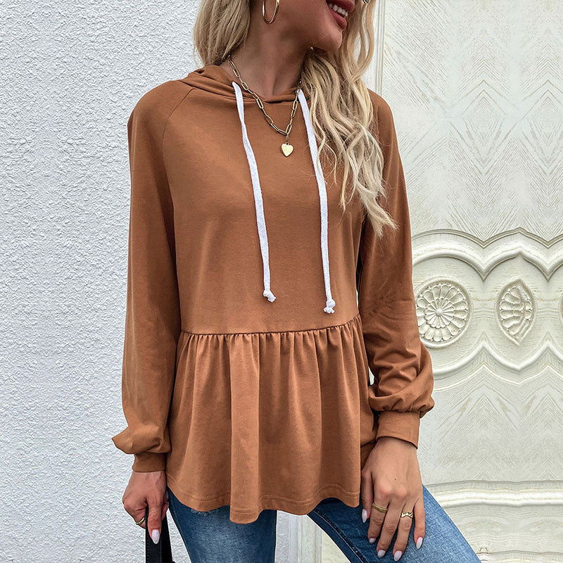 Spring and Autumn Export Cross-border  Independent Station Multi-color Valentine's Day Women's Clothing Design Sense Pullover Hooded Solid Color Sweater