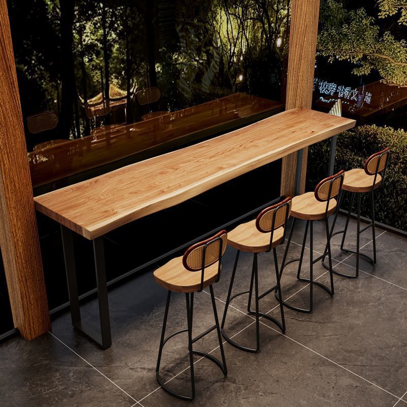 Cafe High Stool Industrial Wind Backrest Bar Chair Minimalist Bar Stool Soft Bag Commercial Bar Bar Table