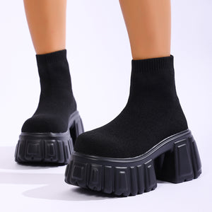 Women's shoes new arrivalautumthick sole stretch socks boots plus size slim fly knitting short boots stretch fashion boots