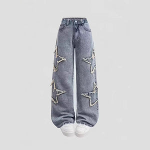 girls' spring/autumn denim pants: new styles for mid-to-large children, loose-fit casual straight-leg trousers, stylish and versatile wide-leg pants for kids