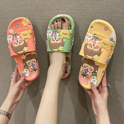 2025 new women's summer slippers - cute cartoon design, outdoor wear, bathroom, home, bath, non-slip, indoor house slippers