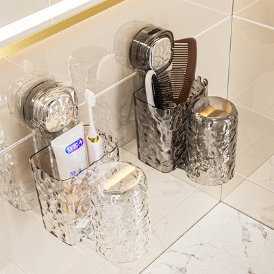 Suction cup toothbrush rack mouthwash cup punch-free wall-mounted bathroom wall-mounted toothbrush cup toothbrush holder storage box