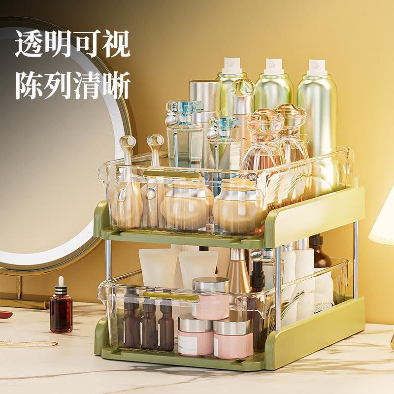 Pull-out desktop storage box, snacks, sundries, layered shelves, cosmetics, dresser, premium storage box