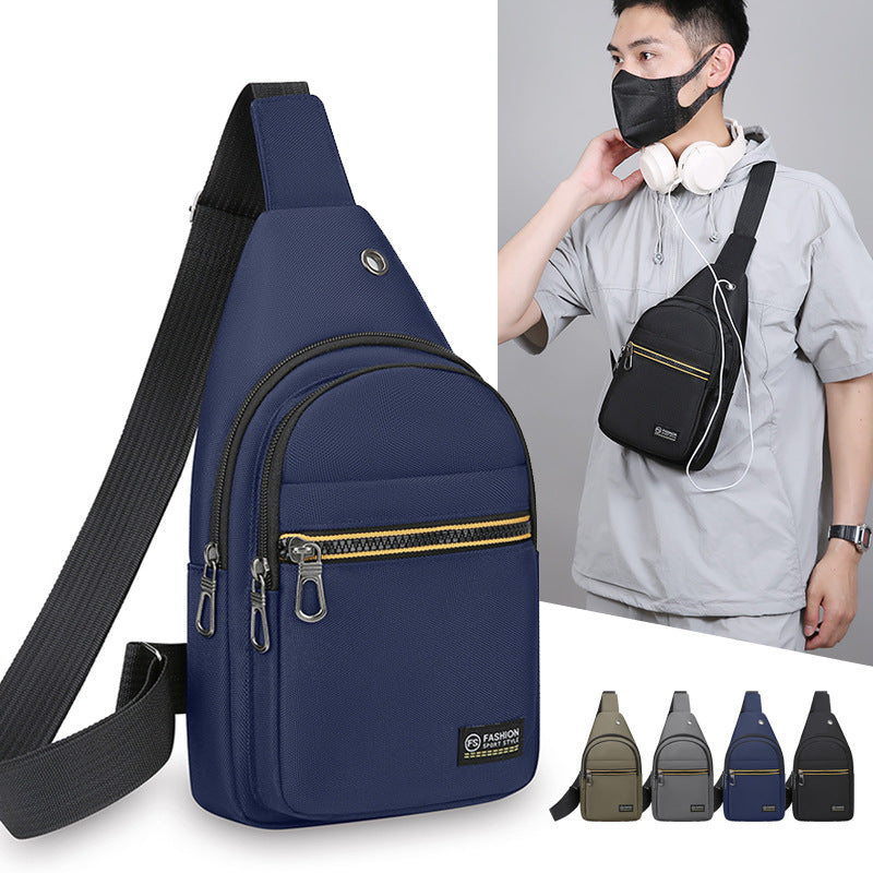 Breast bag 2025 new Oxford cloth messenger bag outdoor simple casual wear-resistant mobile phone bag men's lightweight shoulder bag