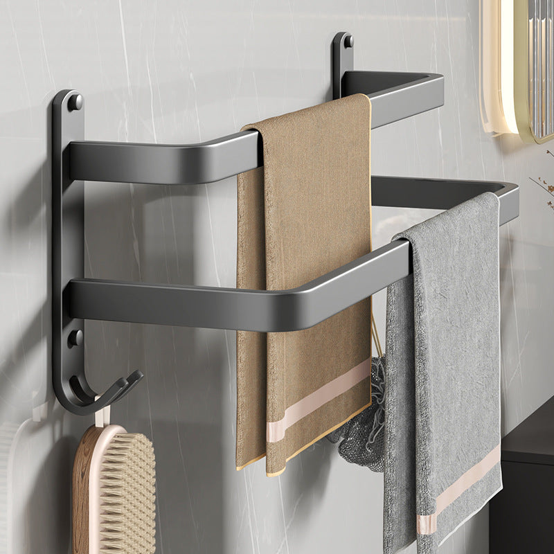 Space aluminum towel rack, no punching, bathroom, bathroom rack, towel rack, bathroom hardware pendant set.