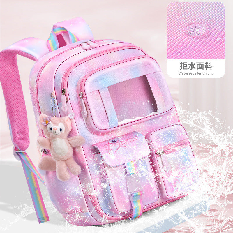 New primary school schoolbag women's lightweight large-capacity refrigerator side opening to reduce the burden of dream children's backpack for grades 1-6