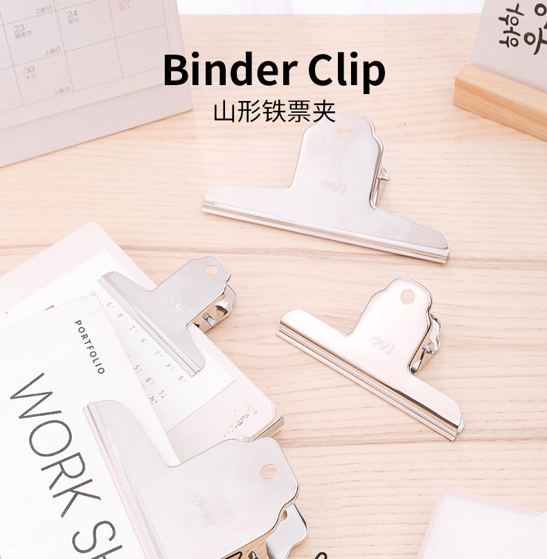 Deli Yamagata Iron Ticket Clip 9533 Metal Newspaper Information Organizing Clip, Silver Ticket Clip 4 pcs/bag 76mm