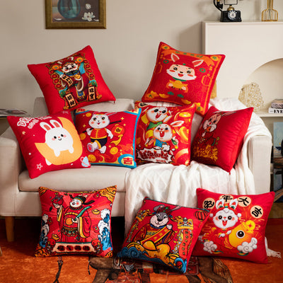 Festive pillow opening printing logo god of wealth gift bag decoration office sofa living room wholesale pillow cushion