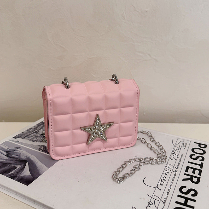 New bright diamond star personalized chain bag women's versatile foreign style mini shoulder bag trendy and decorative messenger small square bag